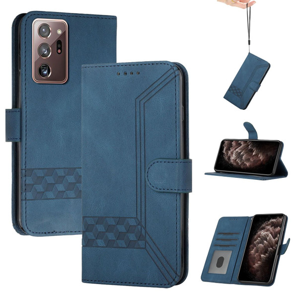 Samsung Galaxy S21 Ultra 5G Cubic Skin Feel Flip Leather Phone Case(Royal Blue)