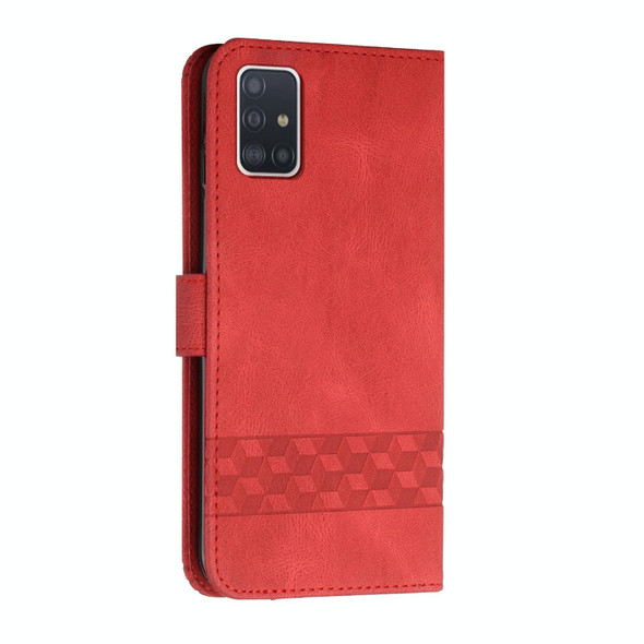 Samsung Galaxy A32 4G Cubic Skin Feel Flip Leather Phone Case(Red)