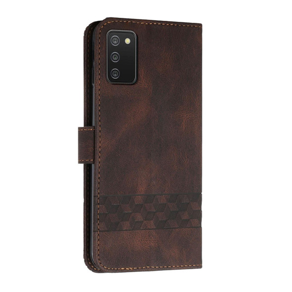 Samsung Galaxy A03s 166mm Cubic Skin Feel Flip Leather Phone Case(Dark Coffee)