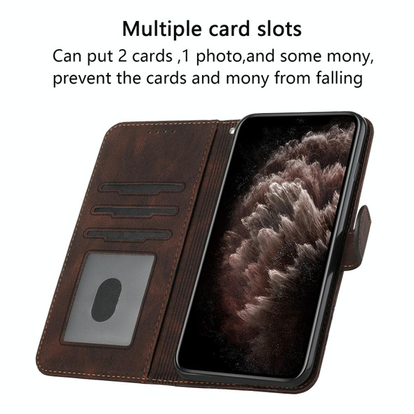 Samsung Galaxy S20 Ultra Cubic Skin Feel Flip Leather Phone Case(Dark Coffee)