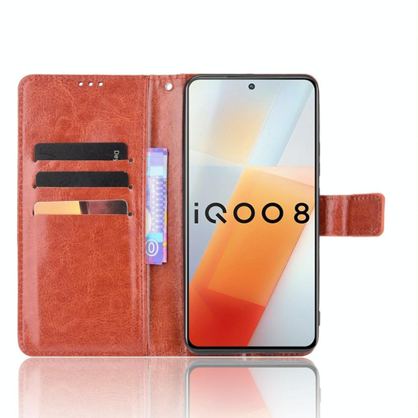 vivo iQOO 8 Crazy Horse Texture Horizontal Flip Phone Leather Case with Holder & Card Slots & Lanyard(Brown)