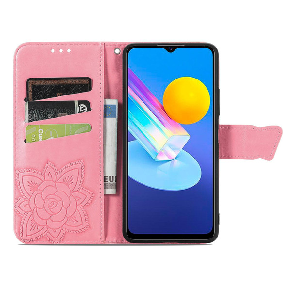 vivo Y72 5G Butterfly Love Flowers Embossed Horizontal Flip Leather Case with Holder & Card Slots & Wallet & Lanyard(Pink)