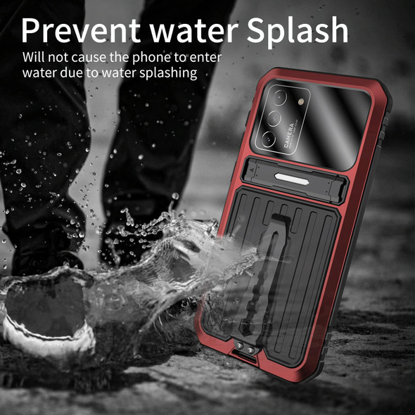 Samsung Galaxy S21+ 5G Armor Shockproof Splash-proof Dust-proof Phone Case with Holder(Red)
