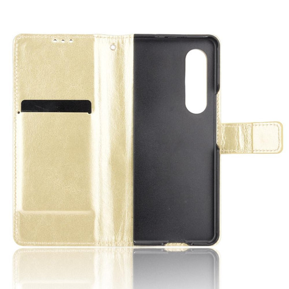 Samsung Galaxy Z Fold3 5G Crazy Horse Texture Horizontal Flip Leather Case with Pen Slot & Lanyard(Gold)
