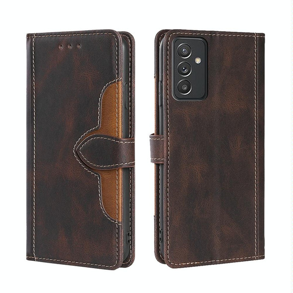 Samsung Galaxy A82 5G / Quantum 2 Skin Feel Straw Hat Magnetic Buckle Horizontal Flip PU Leather Case with Holder & Card Slots & Wallet(Brown)