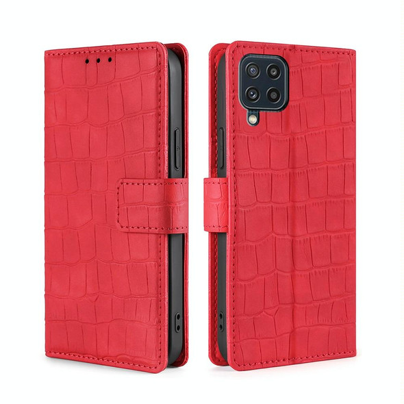 Samsung Galaxy M32 Skin Feel Crocodile Texture Magnetic Clasp Horizontal Flip PU Leather Case with Holder & Card Slots & Wallet(Red)