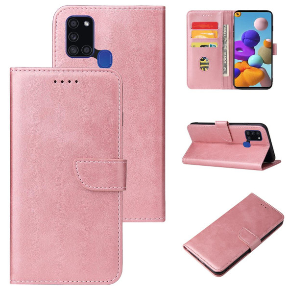 Samsung Galaxy A21s Calf Texture Buckle Horizontal Flip Leather Case with Holder & Card Slots & Wallet(Rose Gold)