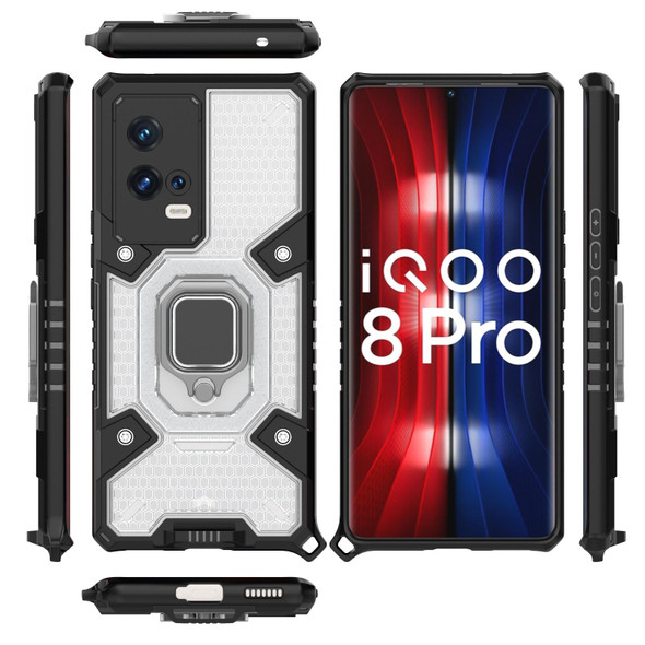 vivo iQOO 8 Pro Space PC + TPU Ring Holder Protective Case(White)