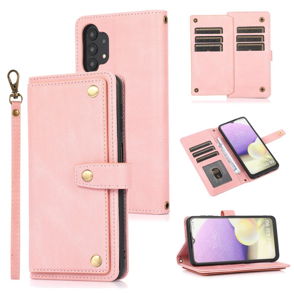 Samsung Galaxy A32 5G PU + TPU Horizontal Flip Leather Case with Holder & Card Slot & Wallet & Lanyard(Pink)