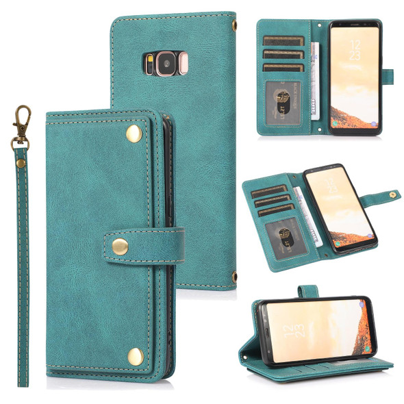 Samsung Galaxy S8 PU + TPU Horizontal Flip Leather Case with Holder & Card Slot & Wallet & Lanyard(Lake Blue)