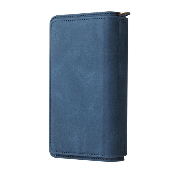 Samsung Galaxy S9 Skin Feel PU + TPU Horizontal Flip Leather Case with Holder & 15 Cards Slot & Wallet & Zipper Pocket & Lanyard(Blue)