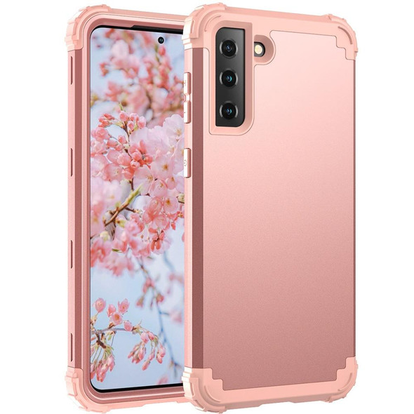 Samsung Galaxy S21+ 5G 3 in 1 Shockproof PC + Silicone Protective Case(Rose Gold)