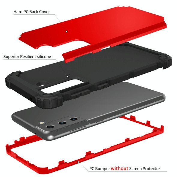 Samsung Galaxy S21+ 5G 3 in 1 Shockproof PC + Silicone Protective Case(Red + Black)