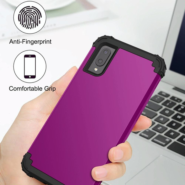 Samsung Galaxy A02 3 in 1 Shockproof PC + Silicone Protective Case(Dark Purple + Black)