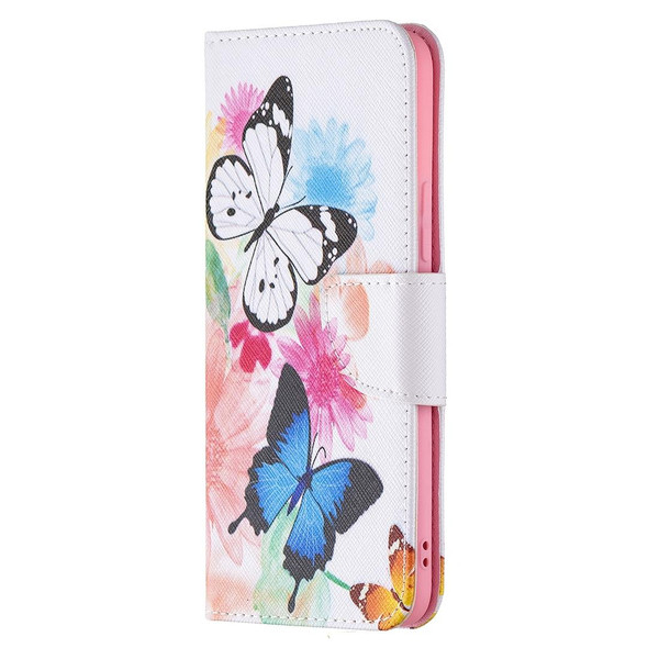 vivo V21 Colored Drawing Pattern Horizontal Flip Leather Case with Holder & Card Slots & Wallet(Two Butterflies)