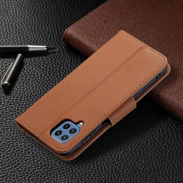 Samsung Galaxy M32 Litchi Texture Pure Color Horizontal Flip Leather Case with Holder & Card Slots & Wallet & Lanyard(Brown)