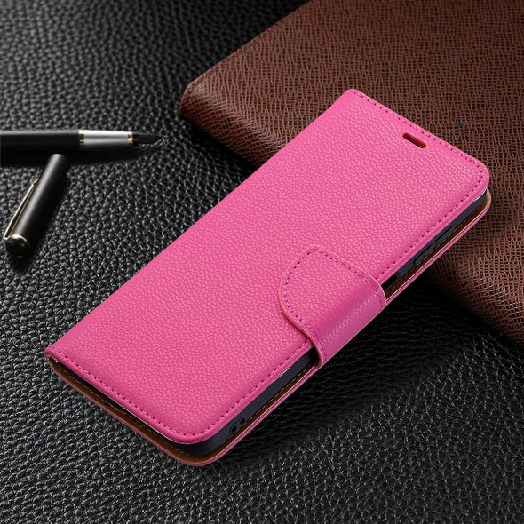 Samsung Galaxy M32 Litchi Texture Pure Color Horizontal Flip Leather Case with Holder & Card Slots & Wallet & Lanyard(Rose Red)