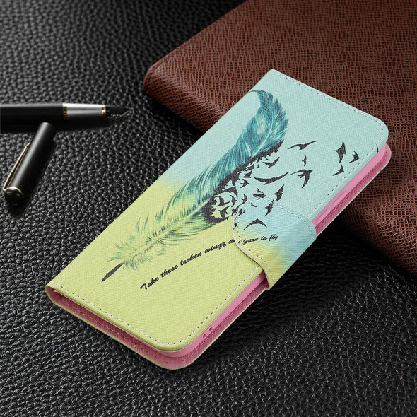 vivo Y11 / Y15 / Y12 / Y17 Colored Drawing Pattern Horizontal Flip Leather Case with Holder & Card Slots & Wallet(Feather Bird)