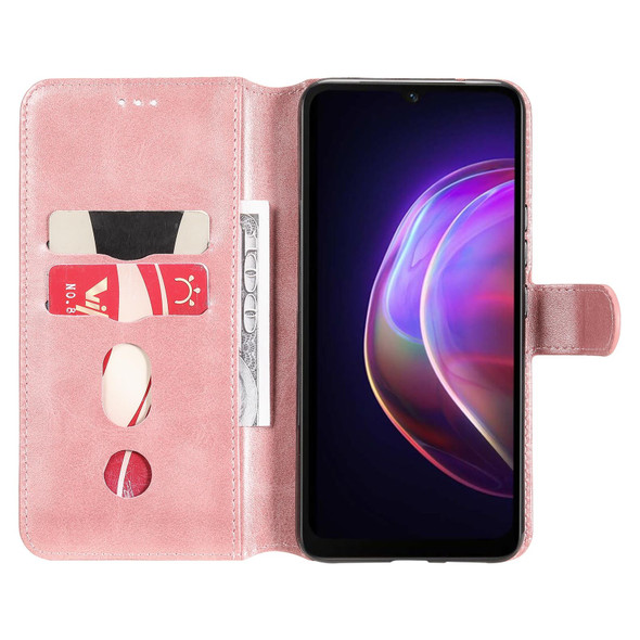 Classic Calf Texture PU + TPU Horizontal Flip Leatherette Case with Holder & Card Slots & Wallet - vivo V21(Rose Gold)