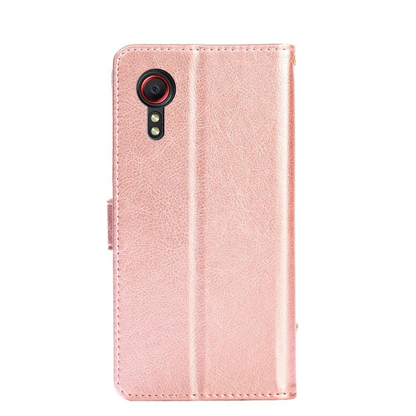 Samsung Galaxy Xcover 5 Zipper Bag PU + TPU Horizontal Flip Leather Case with Holder & Card Slot & Wallet & Lanyard(Rose Gold)