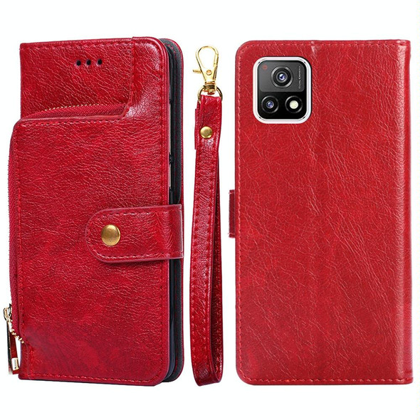 vivo Y52s 5G Zipper Bag PU + TPU Horizontal Flip Leather Case with Holder & Card Slot & Wallet & Lanyard(Red)