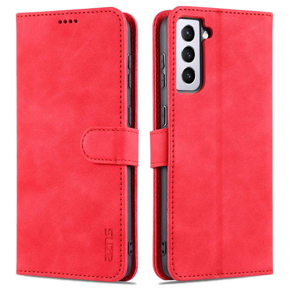 Samsung Galaxy S21+ 5G AZNS Skin Feel Calf Texture Horizontal Flip Leather Case with Card Slots & Holder & Wallet(Red)