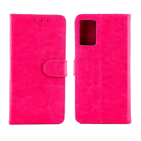 Samsung Galaxy F52 5G Crazy Horse Texture Leather Horizontal Flip Protective Case with Holder & Card Slots & Wallet & Photo Frame(Rose Red)