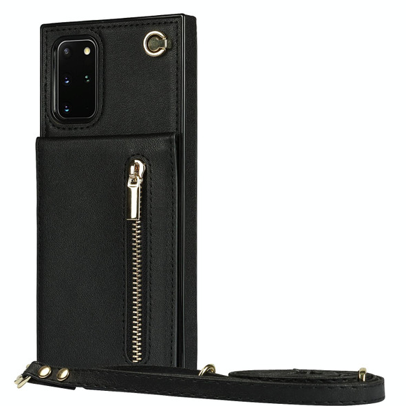 Samsung Galaxy S20+ Cross-body Zipper Square TPU+PU Back Cover Case with Holder & Card Slots & Wallet & Strap(Black)