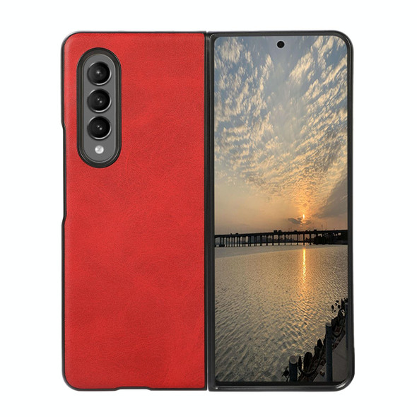 Samsung Galaxy Z Fold3 5G Two-color Cowhide Texture PU Shockproof Protective Case(Red)