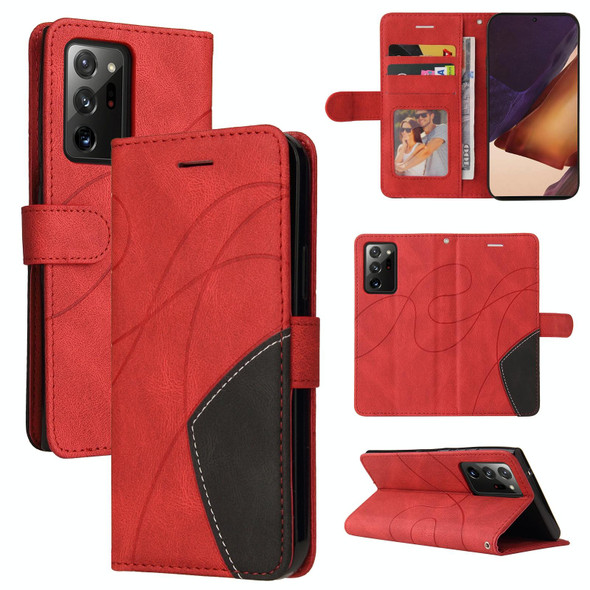 Samsung Galaxy Note20 Ultra Dual-color Splicing Horizontal Flip PU Leather Case with Holder & Card Slots & Wallet(Red)