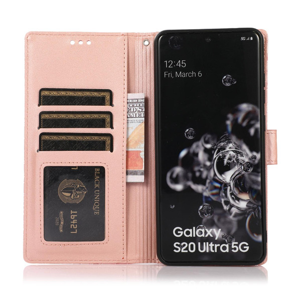 Samsung Galaxy S20 Ultra Skin Feel Embossed Sunflower Horizontal Flip Leather Case with Holder & Card Slots & Wallet & Lanyard(Rose Gold)