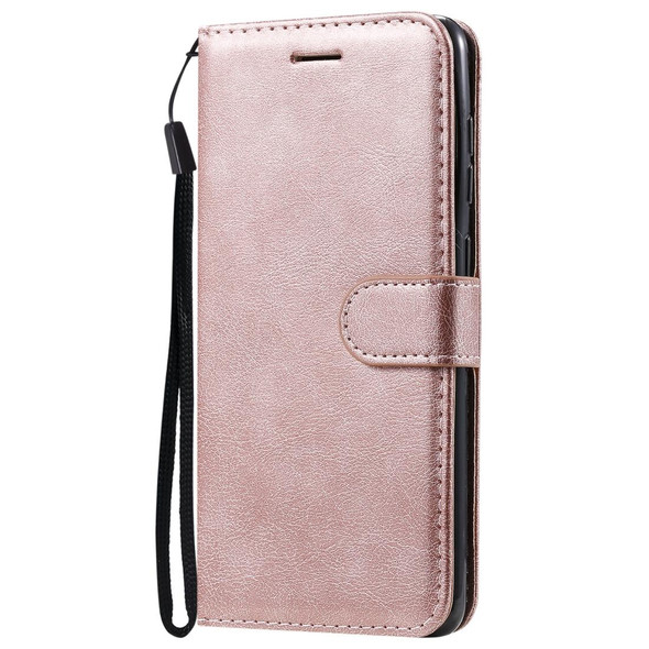 Samsung Galaxy A31 Solid Color Horizontal Flip Protective Leather Case with Holder & Card Slots & Wallet & Photo Frame & Lanyard(Rose Gold)