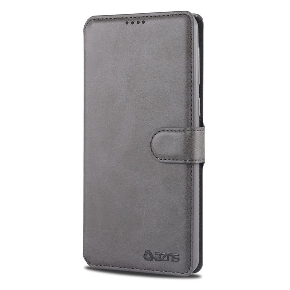 Samsung Galaxy A21 AZNS Calf Texture Horizontal Flip Leather Case, with Holder & Card Slots & Wallet & Photo Frame(Grey)