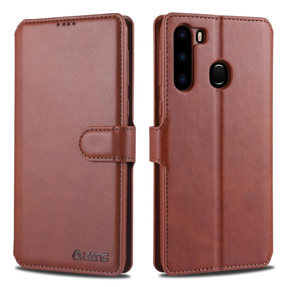 Samsung Galaxy A21 AZNS Calf Texture Horizontal Flip Leather Case, with Holder & Card Slots & Wallet & Photo Frame(Brown)