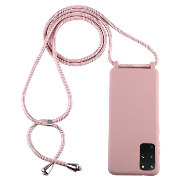 Galaxy S20+ Candy Color TPU Protective Case with Lanyard(Dark Pink)