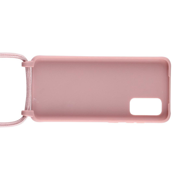 Galaxy S20+ Candy Color TPU Protective Case with Lanyard(Dark Pink)