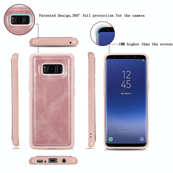 Galaxy S8 Multifunctional Retro Detachable Magnetic Horizontal Flip Leather Case with Card Slots & Holder & Wallet & Photo Frame(Rose Gold)