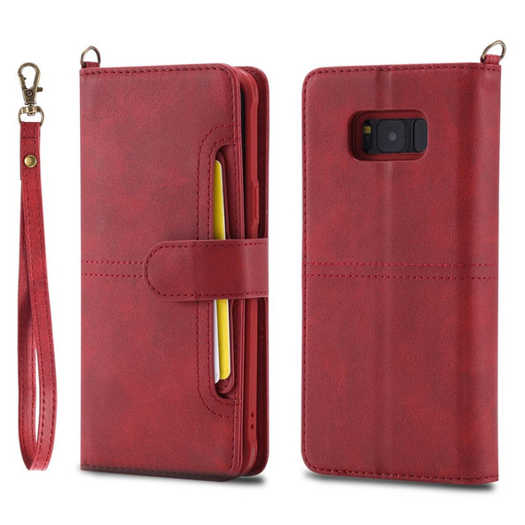 Galaxy S8 Multifunctional Detachable Magnetic Horizontal Flip Leather Case with Card Slots & Holder & Wallet & Photo Frame(Red)