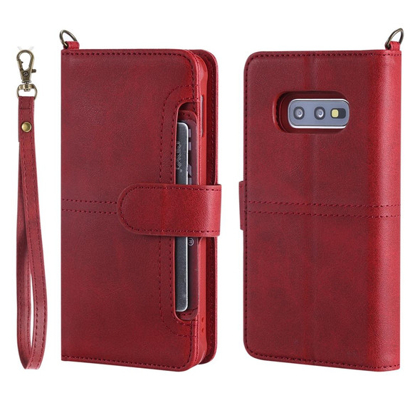 Galaxy S10e Multifunctional Detachable Magnetic Horizontal Flip Leather Case with Card Slots & Holder & Wallet & Photo Frame(Red)