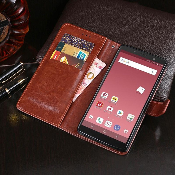 Galaxy Feel 2 idewei Crazy Horse Texture Horizontal Flip Leather Case with Holder & Card Slots & Wallet(Red)