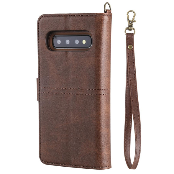 Galaxy S10 Multifunctional Detachable Magnetic Horizontal Flip Leather Case with Card Slots & Holder & Wallet & Photo Frame(Coffee)