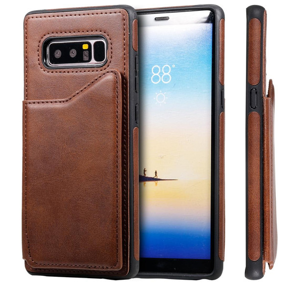 Galaxy Note 8 Shockproof Calf Texture Protective Case with Holder & Card Slots & Frame(Coffee)