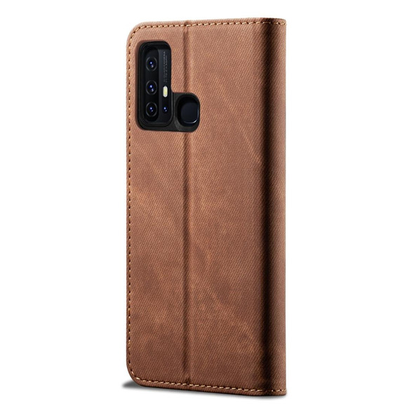 Vivo Z6 Denim Texture Casual Style Horizontal Flip Leather Case with Holder & Card Slots & Wallet(Brown)