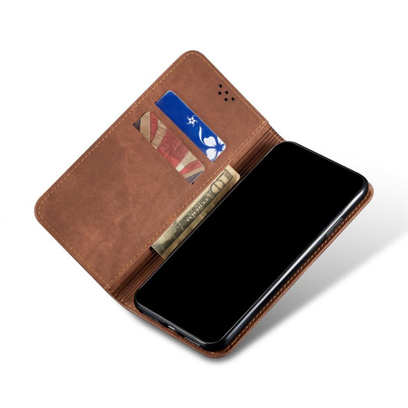 Vivo S6 Denim Texture Casual Style Horizontal Flip Leather Case with Holder & Card Slots & Wallet(Brown)