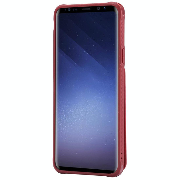 Galaxy S9+ Vertical Flip Shockproof Leather Protective Case with Long Rope, Support Card Slots & Bracket & Photo Holder & Wallet Function(Red)