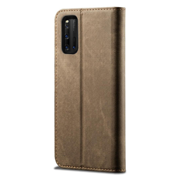 Vivo IQOO 3 Denim Texture Casual Style Horizontal Flip Leather Case with Holder & Card Slots & Wallet(Khaki)