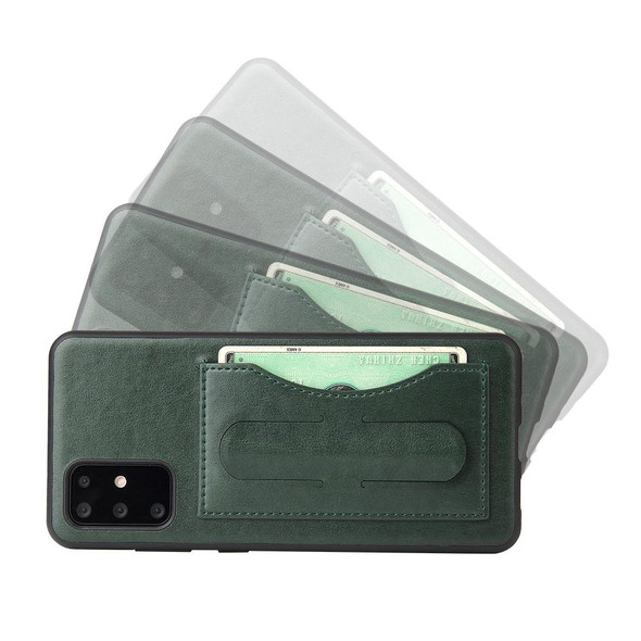 Galaxy S20+ Fierre Shann Full Coverage PU Leather Protective Case with Holder & Card Slot(Green)