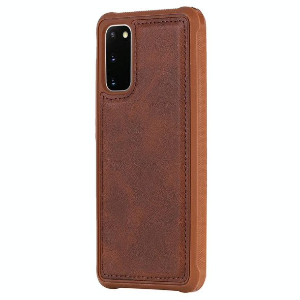 Galaxy S20 Magnetic Shockproof PC + TPU + PU Leather Protective Case(Coffee)