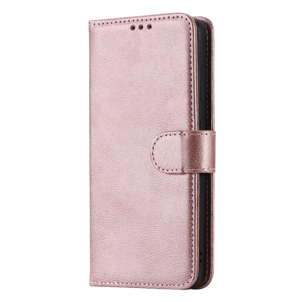 Galaxy S20 2 in 1 Solid Color Detachable PU Leather Case with Card Slots & Magnetic Holder & Photo Frame & Wallet & Strap(Rose Gold)