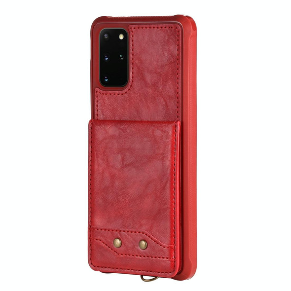 Galaxy S20+ Vertical Flip Shockproof Leather Protective Case with Long Rope, Support Card Slots & Bracket & Photo Holder & Wallet Function(Red)